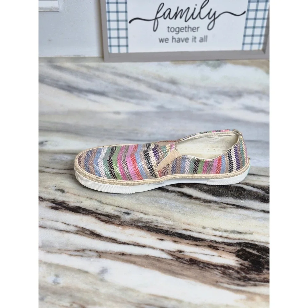 Jack Rogers Tucker 8M Multi Color Striped Woven Espadrille Slip On Sneakers